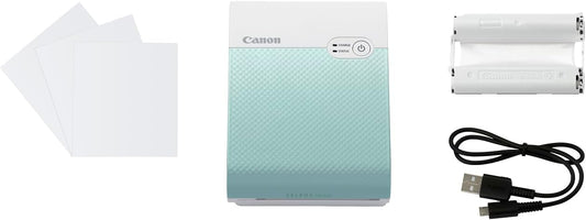 Canon SELPHY SQUARE QX10 Portable Wi-Fi Photo Printer, Creative Features - for Scrapbooking, Photo Albums, Mint Green