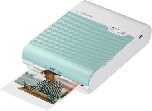 Canon SELPHY SQUARE QX10 Portable Wi-Fi Photo Printer, Creative Features - for Scrapbooking, Photo Albums, Mint Green