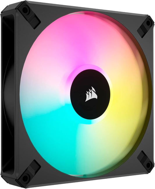 Corsair iCUE AF140 RGB ELITE 140mm PWM Fan - Eight RGB LEDs - AirGuide Technology - Fluid Dynamic Bearing - Zero RPM Fan Mode iCUE Software Compatible - Black