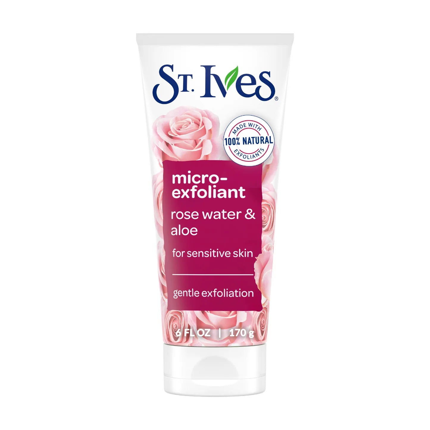 Rose & Aloe Face Scrub, Facial Micro-Exfoliant for Sensitive Skin, 6 oz