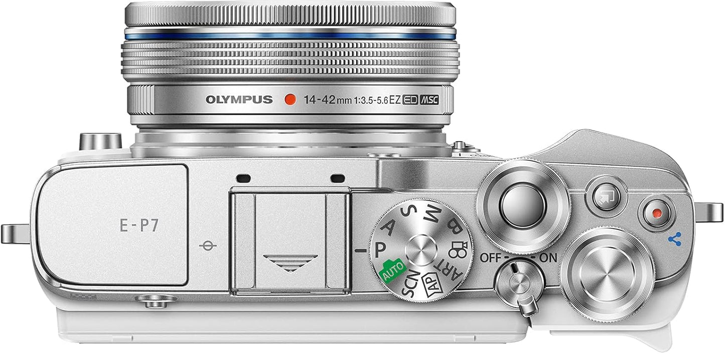 Olympus PEN E-P7 Camera Kit, 20 MP Sensor, 5-axis image stabilisation, 4K-Silver