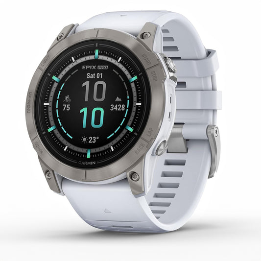 Garmin epix Pro (Gen 2) Sapphire Edition, 51mm, High Performance Smartwatch, Advanced Training Technology, Built-in Flashlight, Whitestone