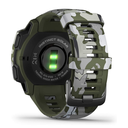 Garmin Instinct SOLAR, Rugged GPS Smartwatch, Built-in Sports Apps and Health Monitoring, Solar Charging and Ultratough Design Features, Lichen Camo